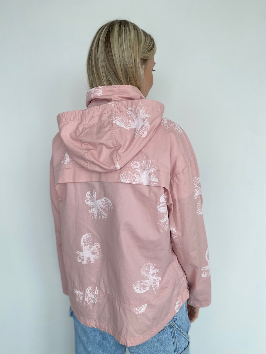 Стильная женская ветровка из 100% дышащего хлопка на молнии, со съёмным капюшоном, пудра