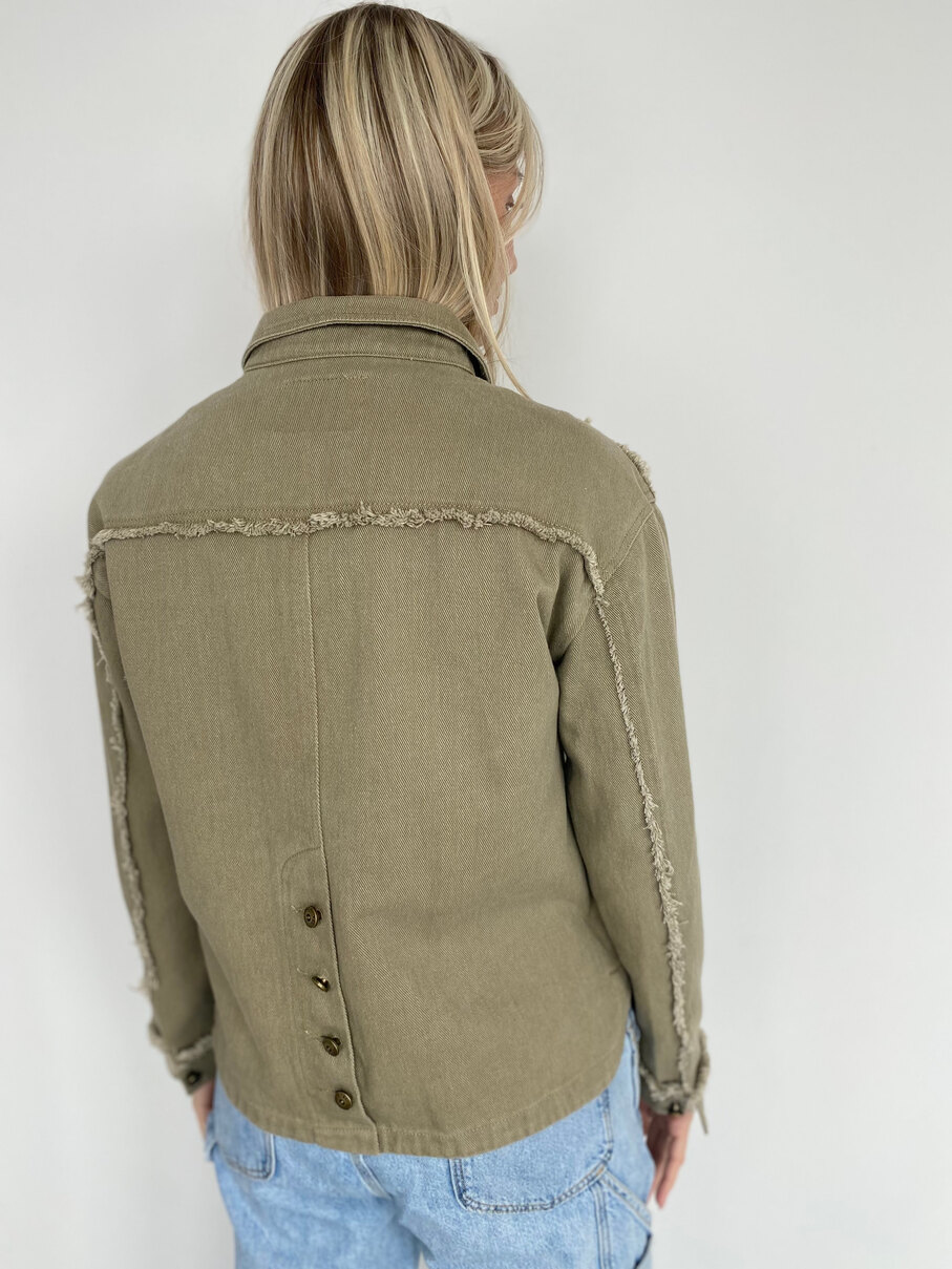 Стильная женская ветровка из 100% дышащего хлопка на пуговицах, хаки