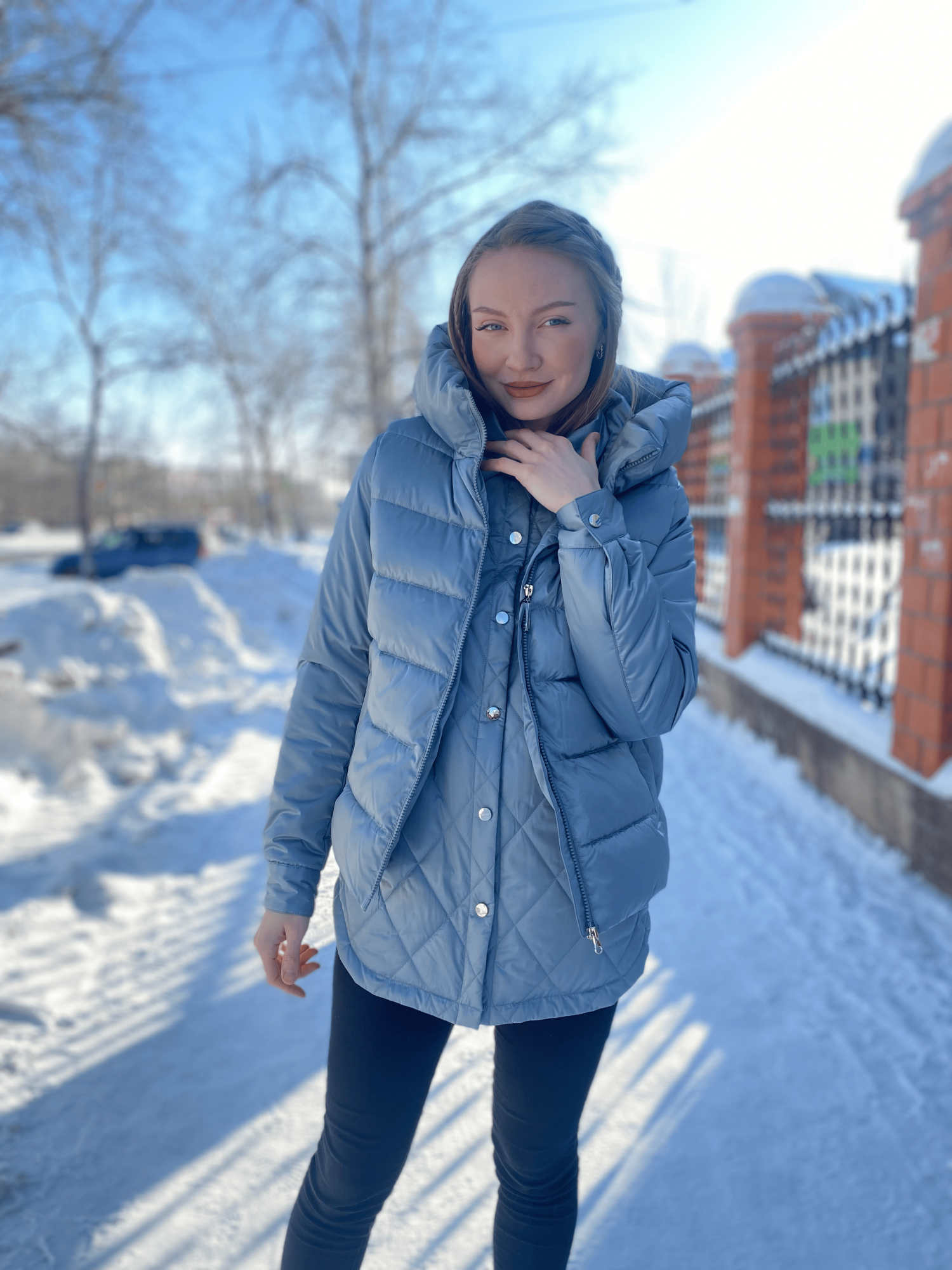 «Двойка» удлиненная стеганая куртка-рубашка и жилет