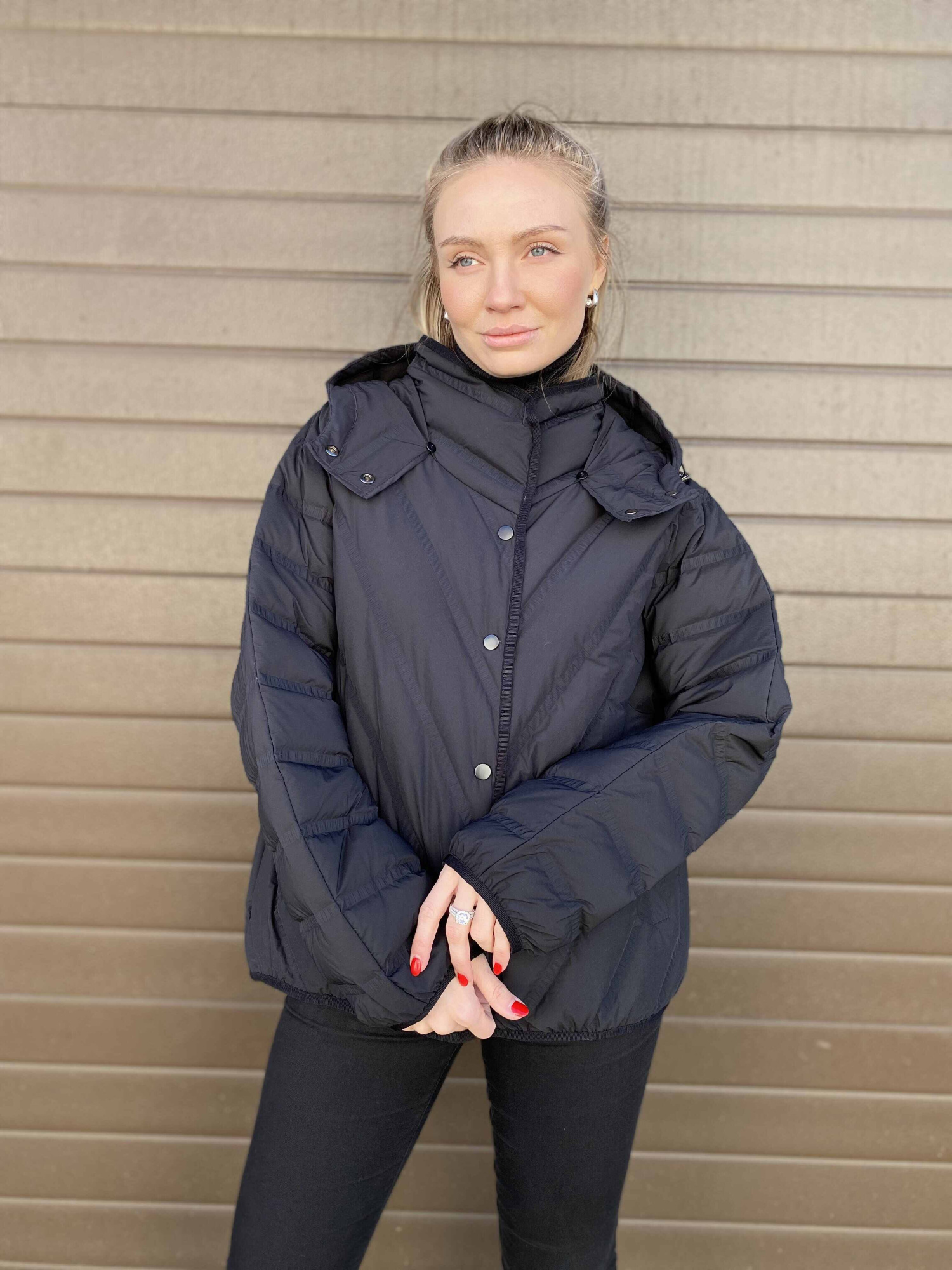 Оригинальная женская куртка, стеганая, в стиле кимоно черный